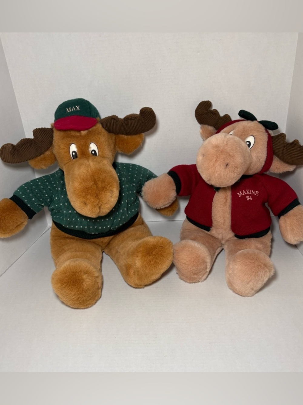 Vintage 1994 Max and Maxine Moose Plush Set Commonwealth Stuffed Animals